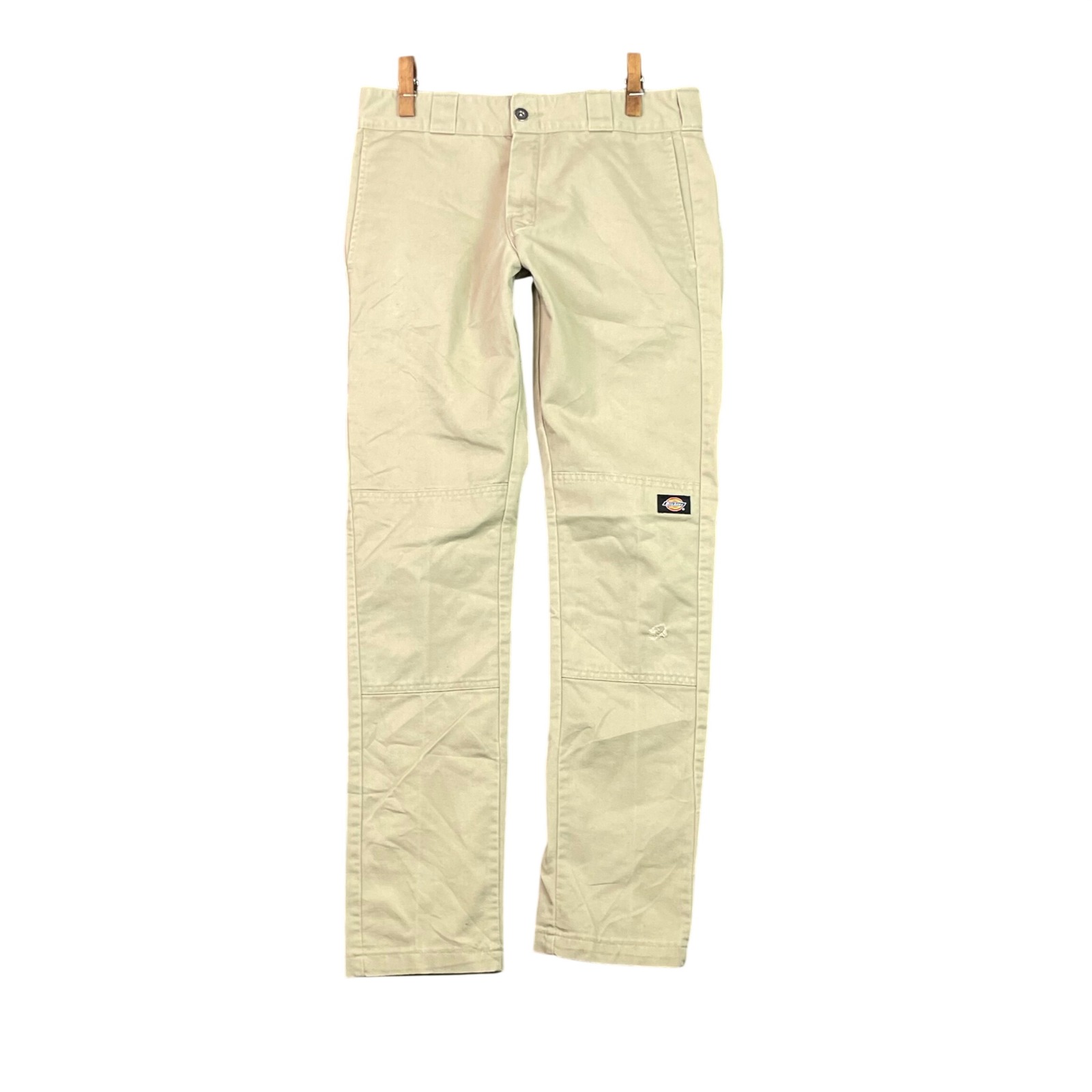 Dickies Double Knee Pants Mens 31x30 Khaki Skinny Straight Workwear Twill Chino